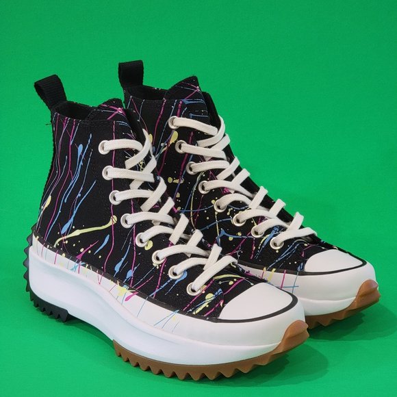 Converse Run Star Hike High 'Splatter Paint' Platform Sneakers 571872C NWT - Picture 1 of 6